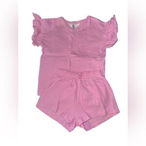 Pink Ruffle Sleeve Top and Shorts Set Size 6-7